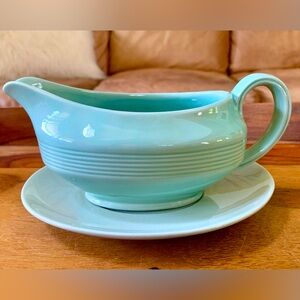 Wood’s Ware Bery England Gravy Boat & Spode Flemish Green Plate